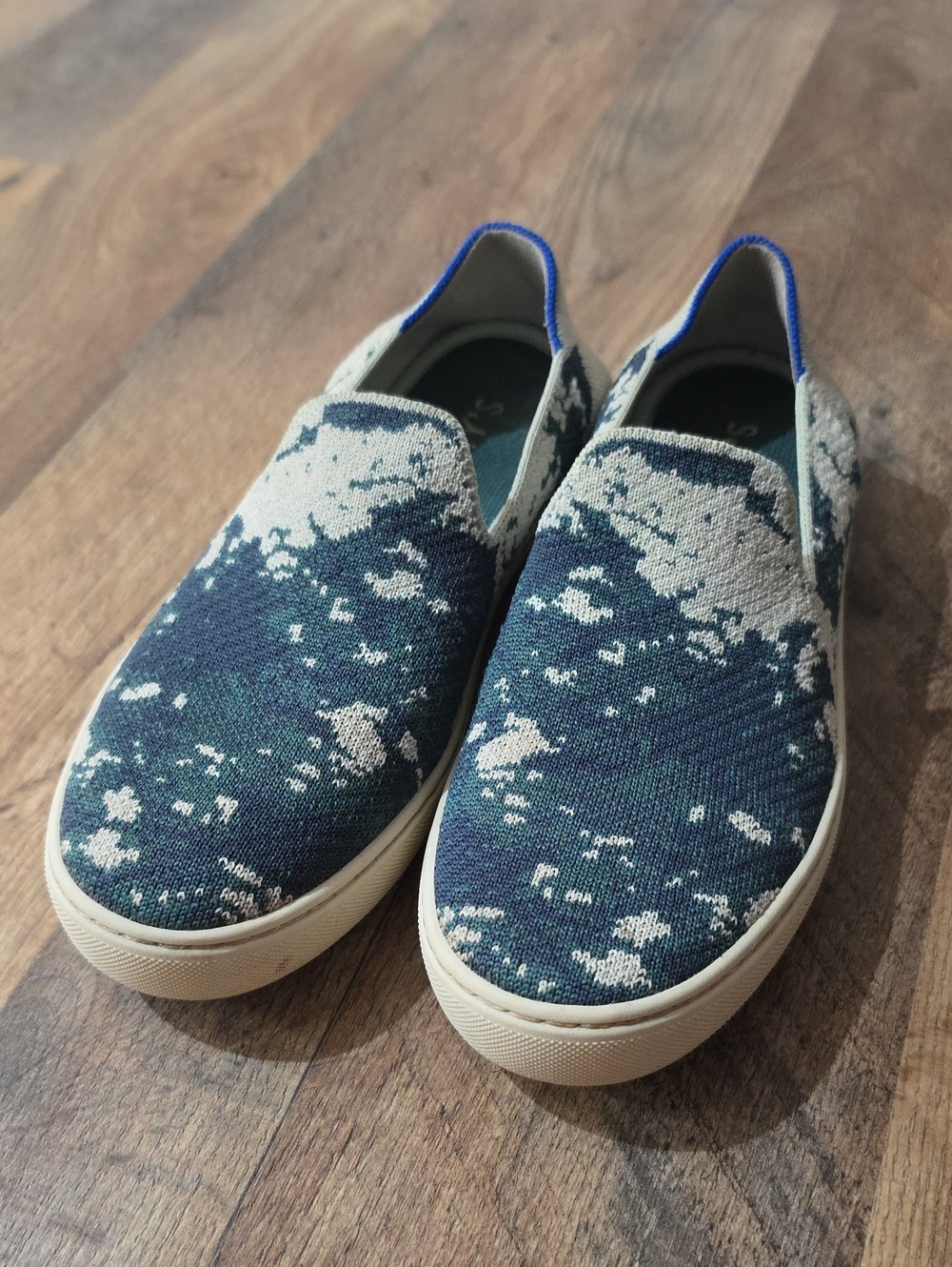 Rothy's Navy and Cream Slip-On Loafers